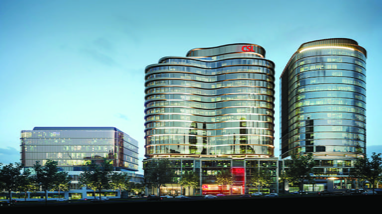 Image showing a render of three high-rise buildings including CSL's Elizabeth North building