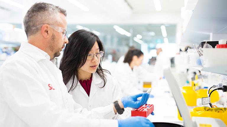 BIO21 scientists examine sample