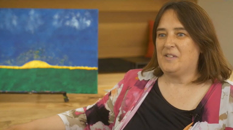 CIDP patient Caroline paints to describe her treatment phase.
