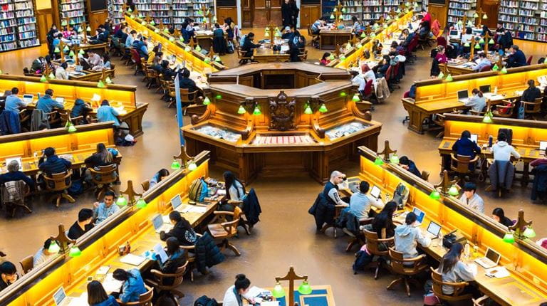 Crowdsourcing image of workers in a library