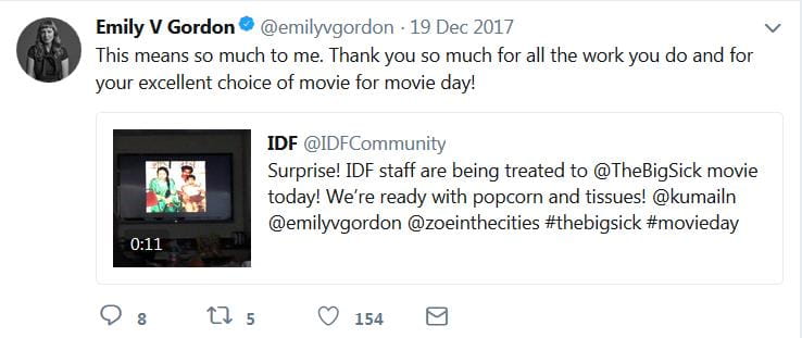 Screenshot of tweet from Emily V. Gordon