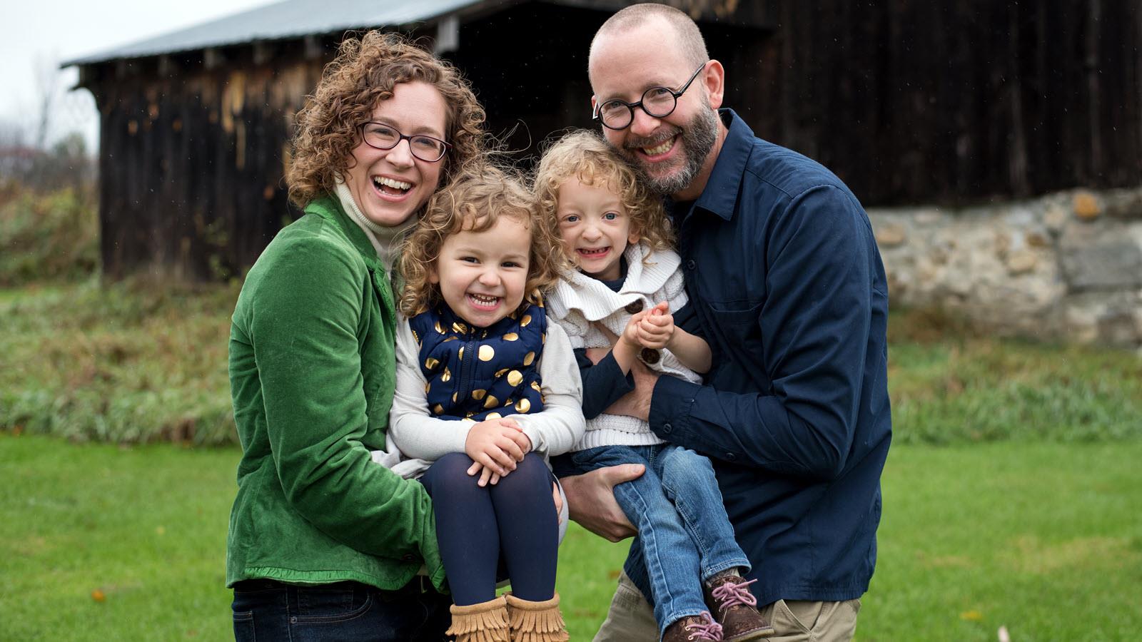 Heather Lanier and family in portrait outside