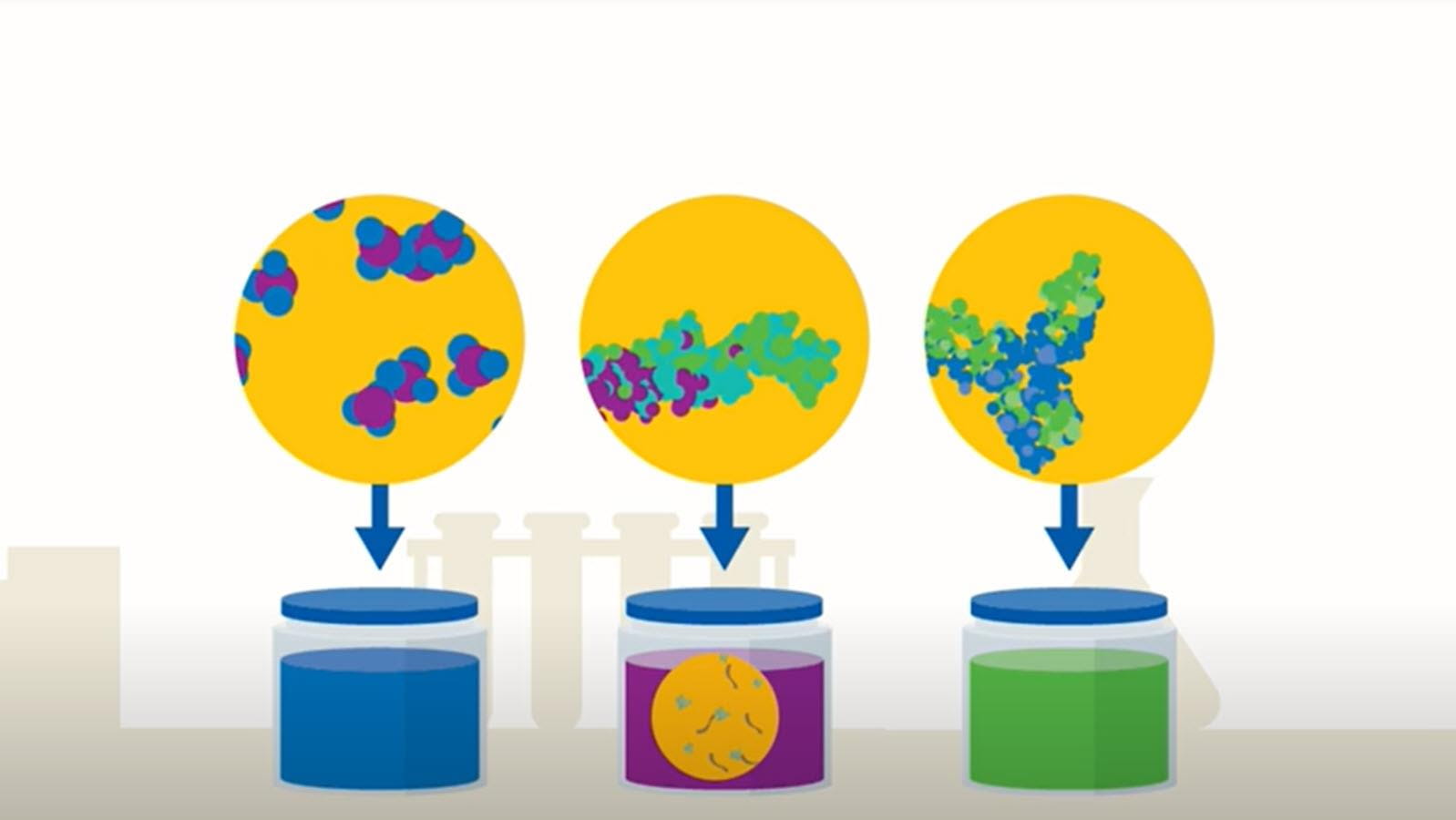 Illustration of different proteins being extracted from plasma