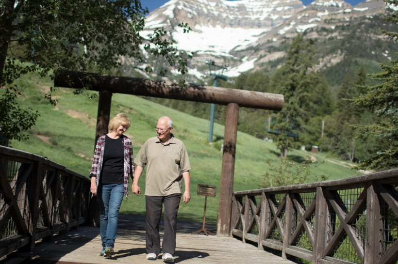 Roberta Smith and her husband on a walk near their home.