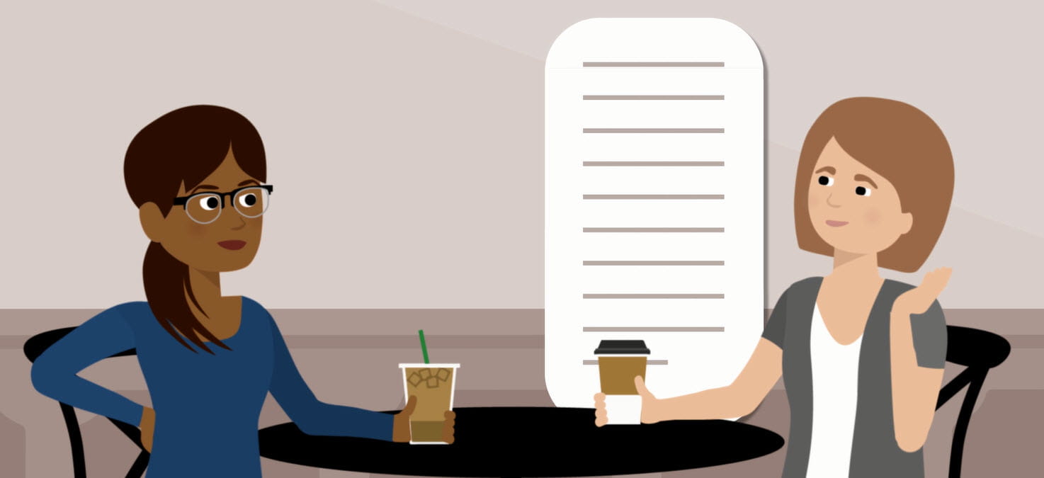 Two friends having coffee. 