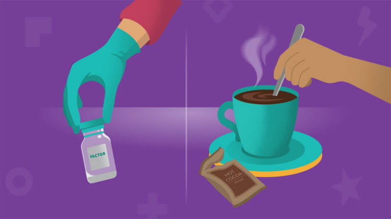 hemophilia self infusion analogy to making cocoa