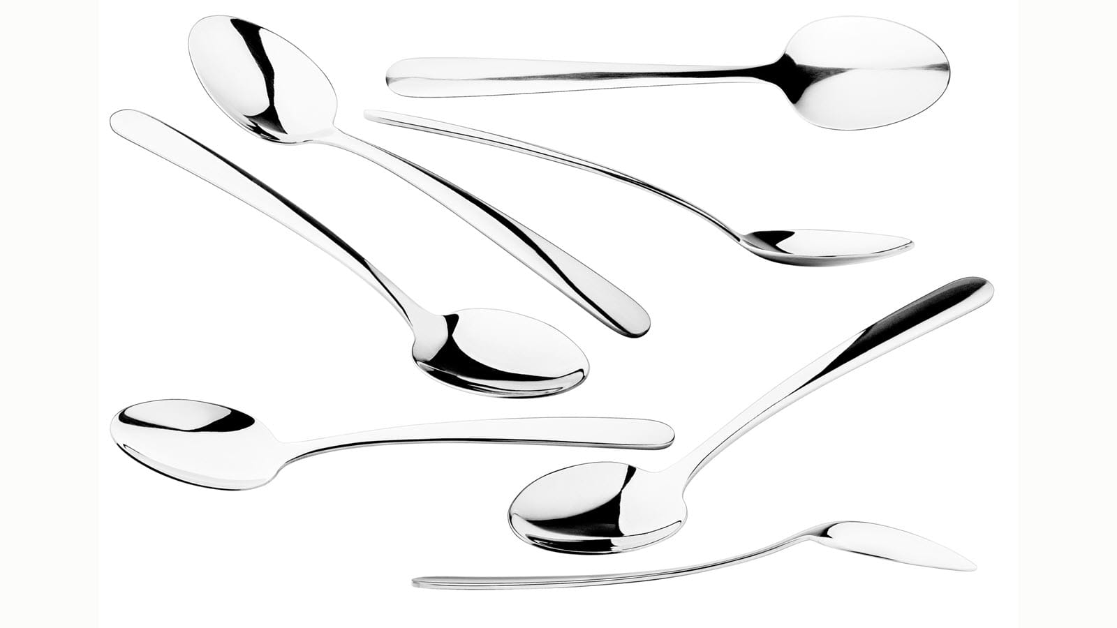 Illustration of scattered silver spoons