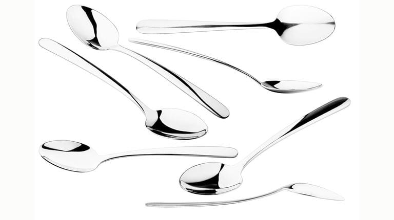 Illustration of scattered silver spoons