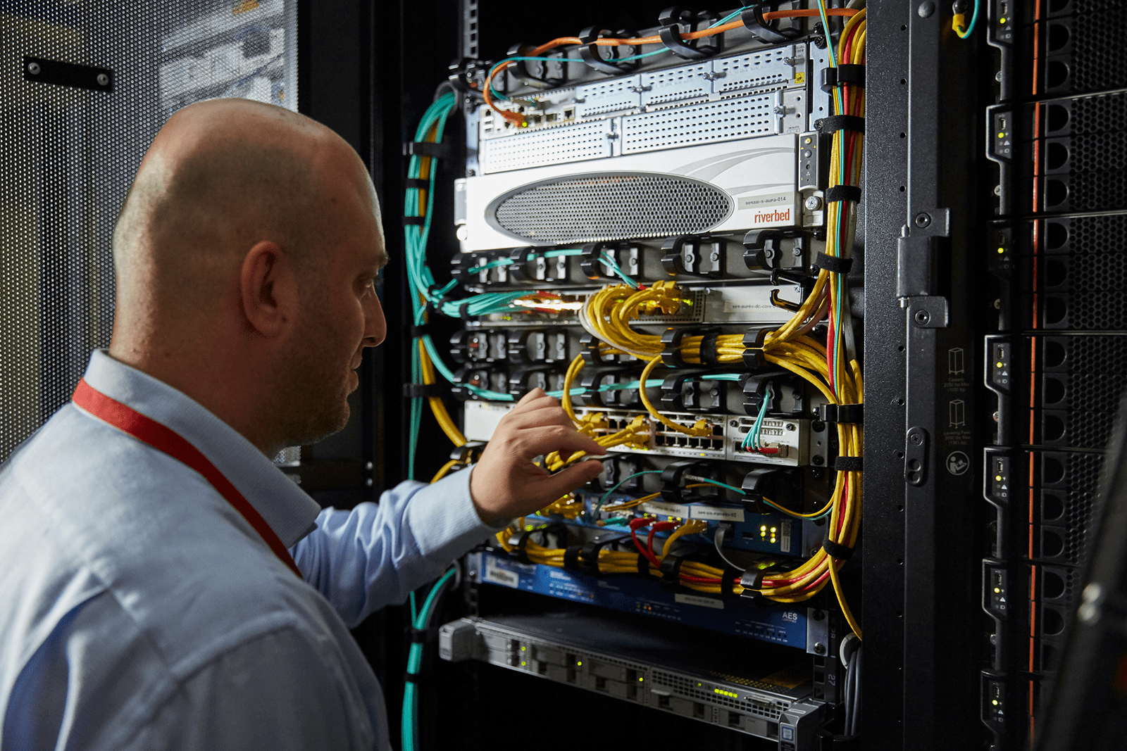 Man looking at a network server