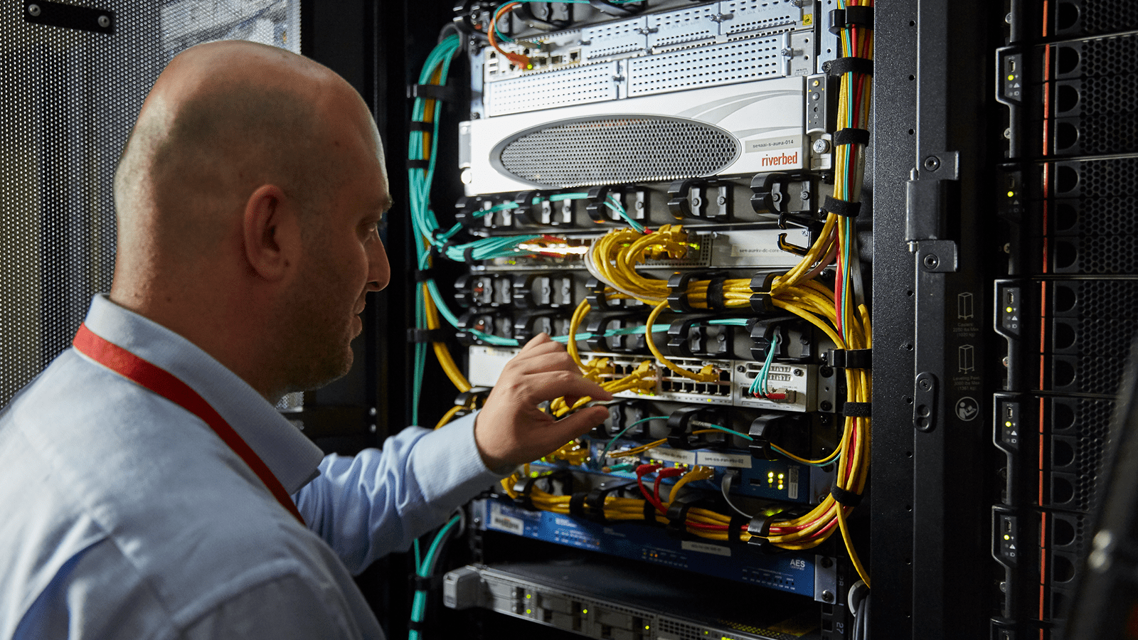 Man looking at a network server