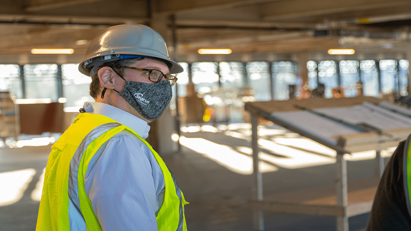 Ethan Settembre, VP of Research, Seqirus Vaccines Innovation Unit, CSL R&D, touring the Waltham site while it's under construction.