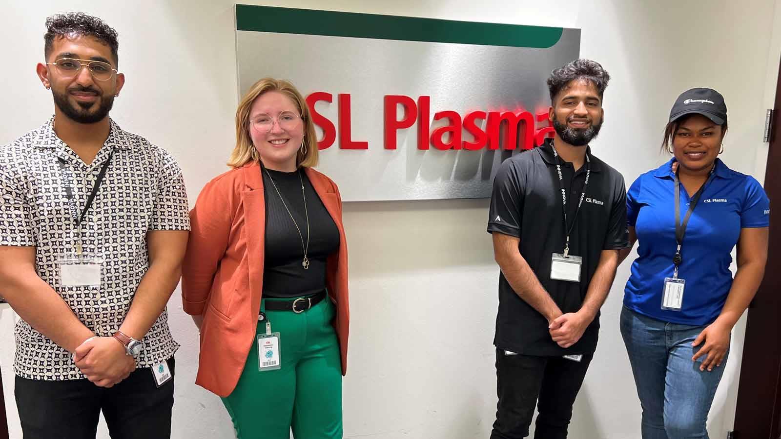 Four Co-op Students at CSL Plasma