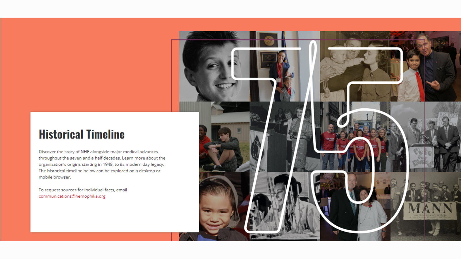 The National Hemophilia Foundtion's 75th anniversary timeline