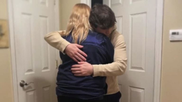 HAE patient Jack hugging his mom