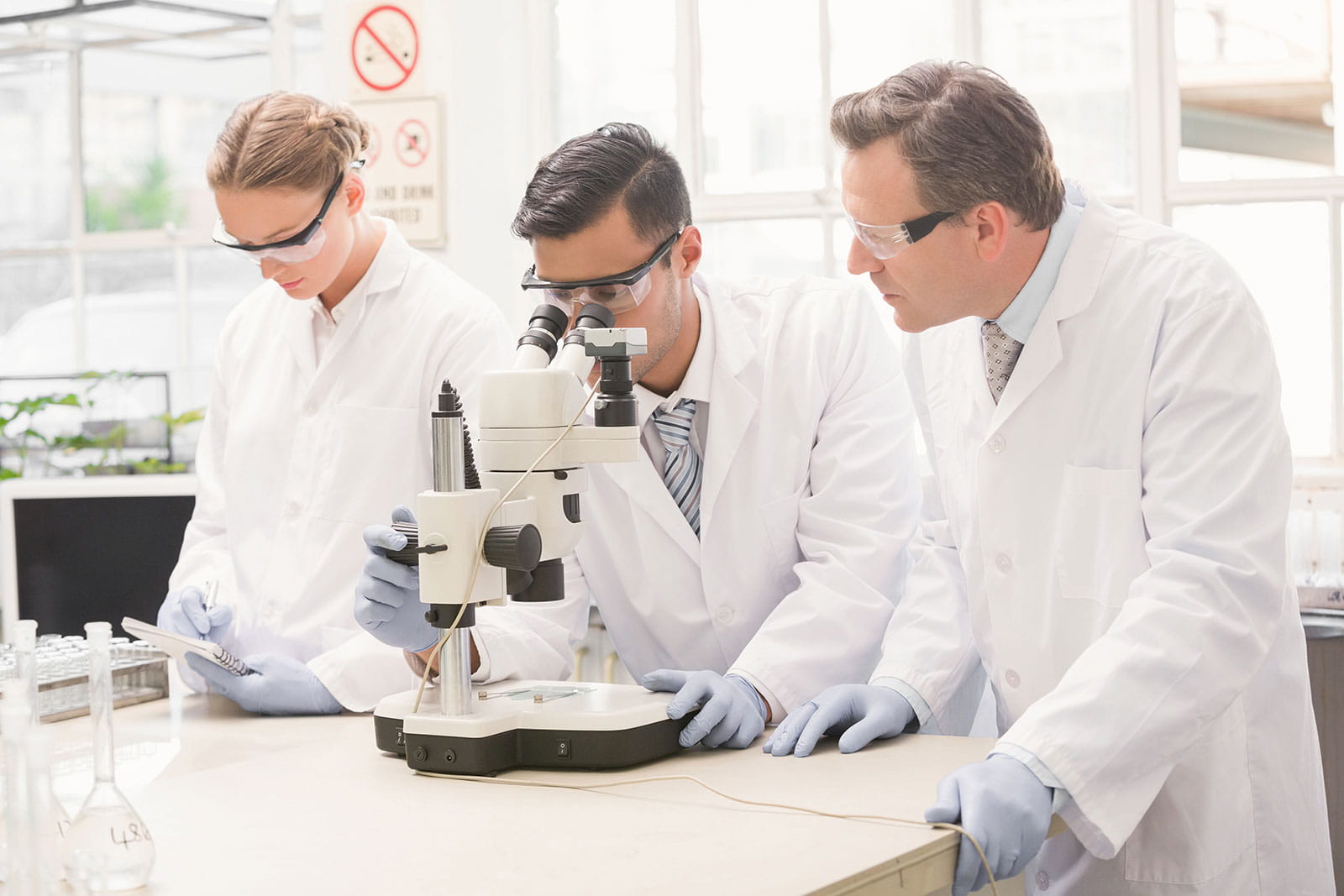 Three researcher in a lab