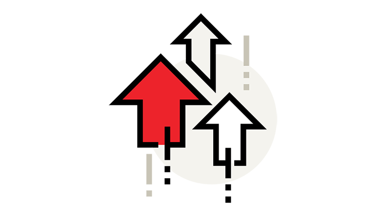 Icon graphic of three arrows pointing upwards