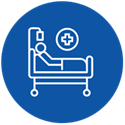 Icon graphic - person sitting in hospital bed
