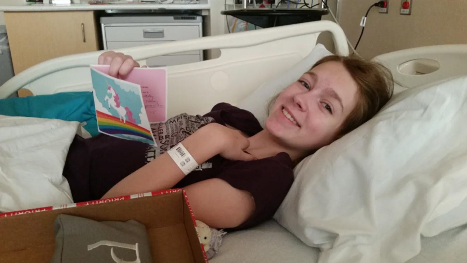 Polly, a young CIDP patient, recovers in the hospital.