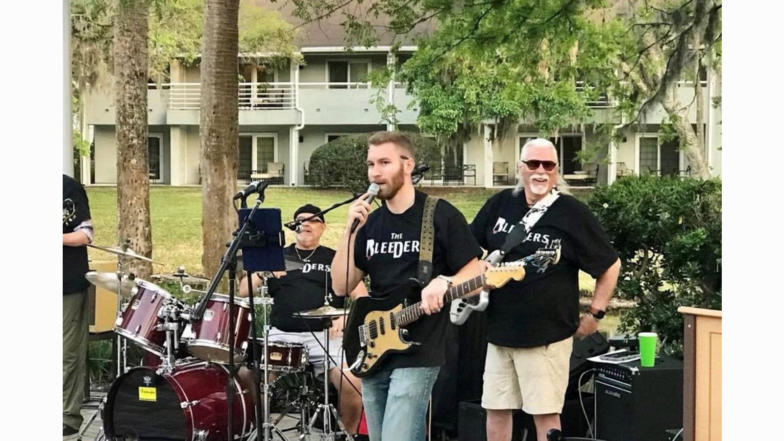 The Bleeders Cover band perform an outdoor show