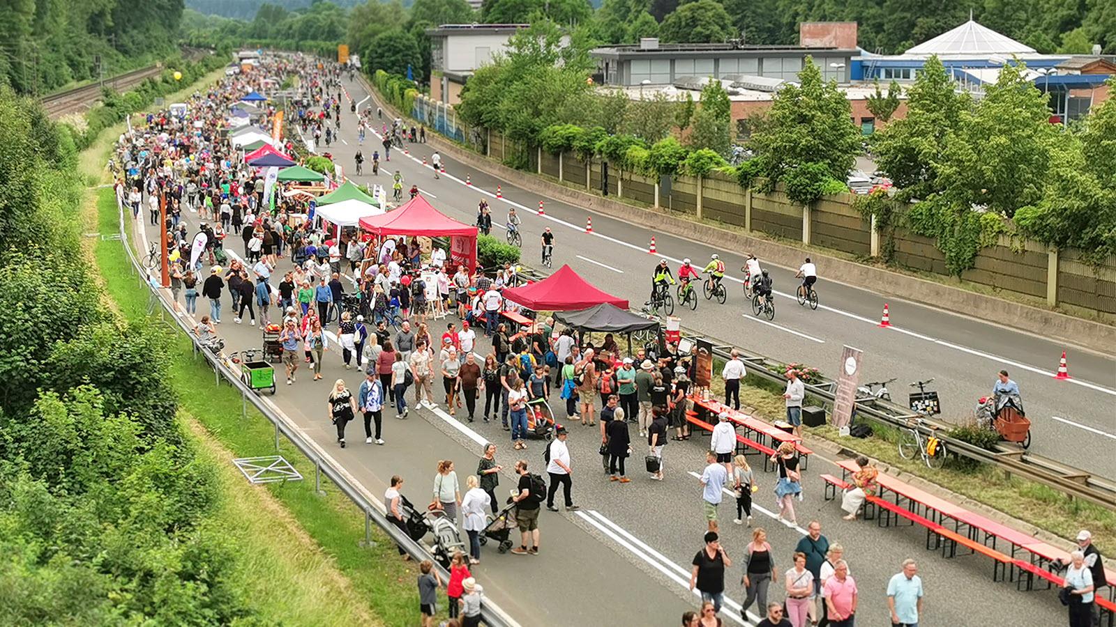 An outdoor event to celebrate Marburg, Germany's 800th birthday