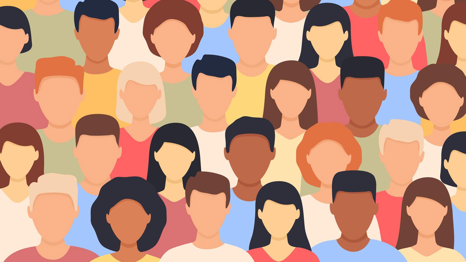 illustration of a crowd representing various races and ethnicities