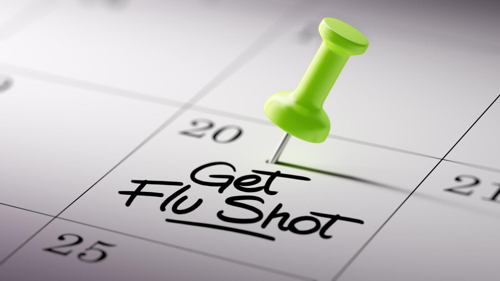 Get flu shot written on calendar page