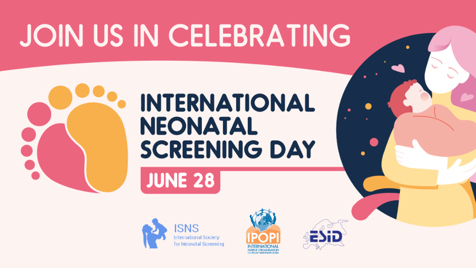 Join us in celebrating International Neonatal Screening Day with image of a mother and baby