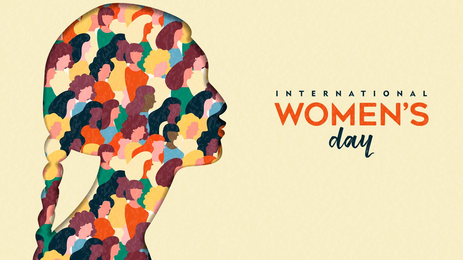 Silhouettes of a woman and the words International Women's Day