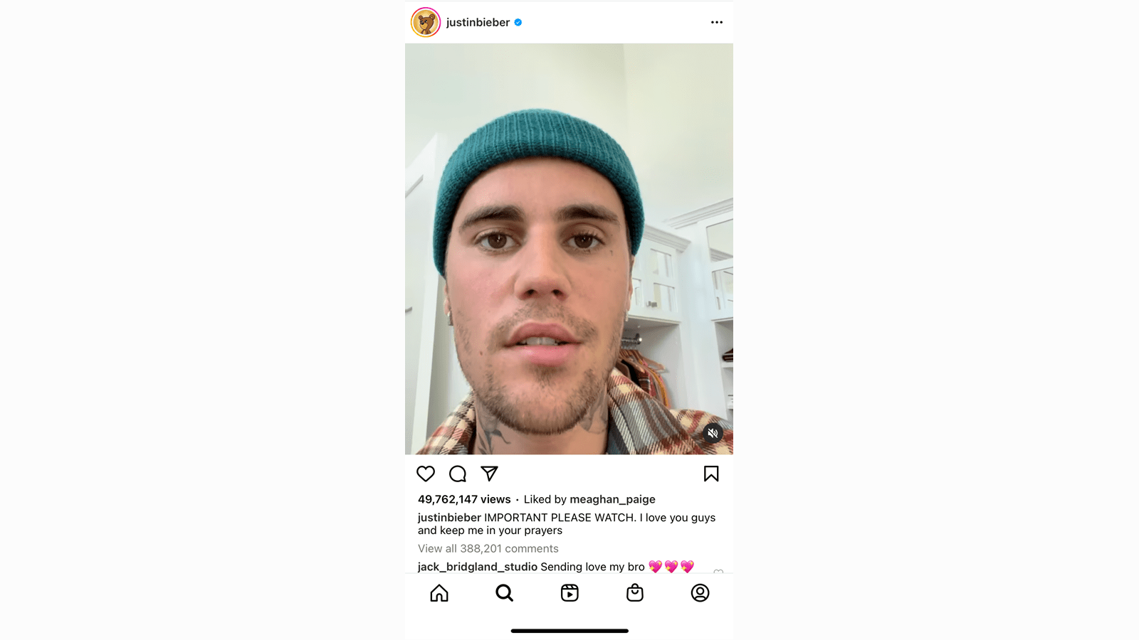 Justin Bieber announces on Instagram that he has a rare disorder causing facial paralysis