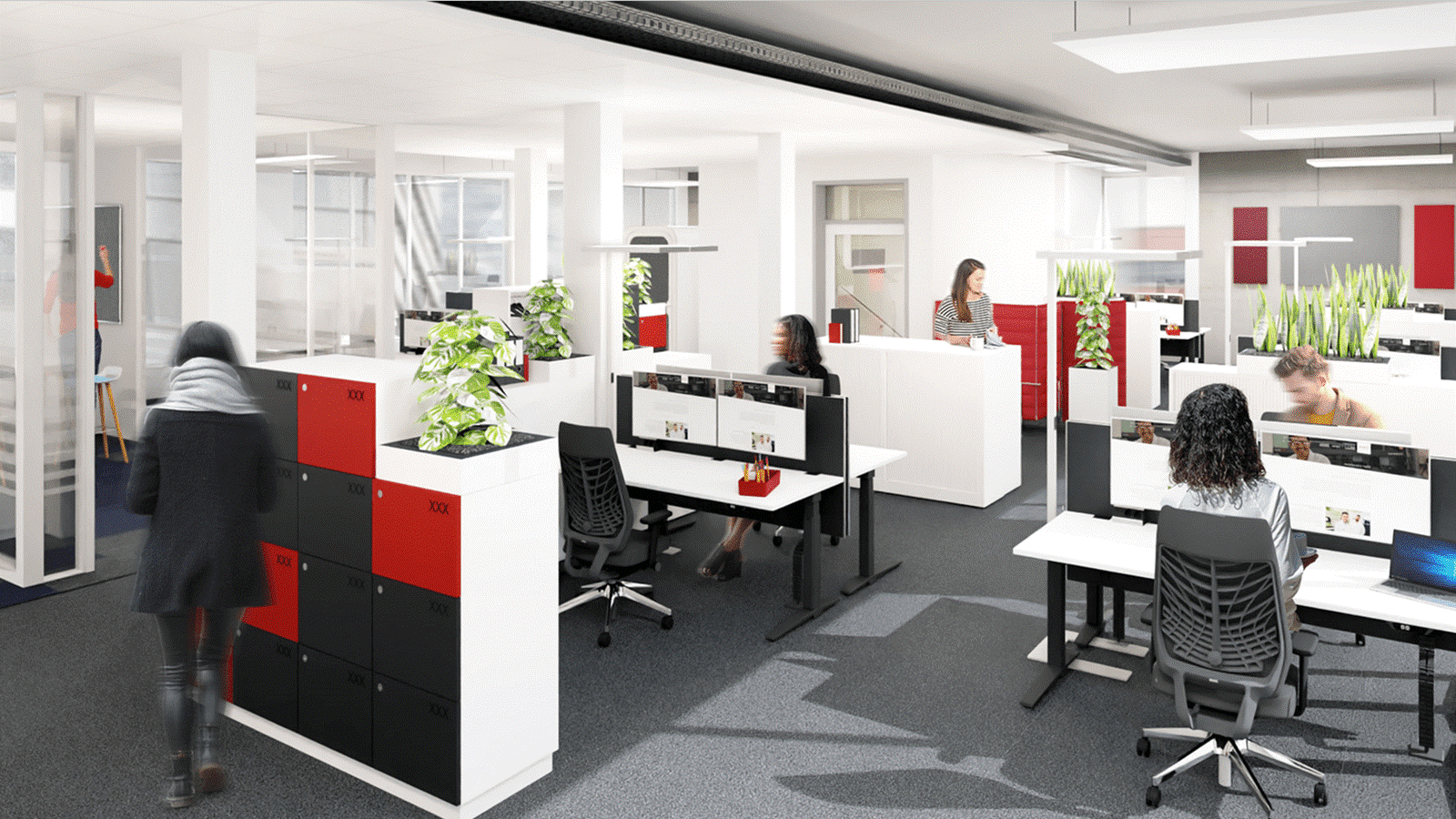 Rendering of the new interior of the CSL R&D building in Marburg, Germany