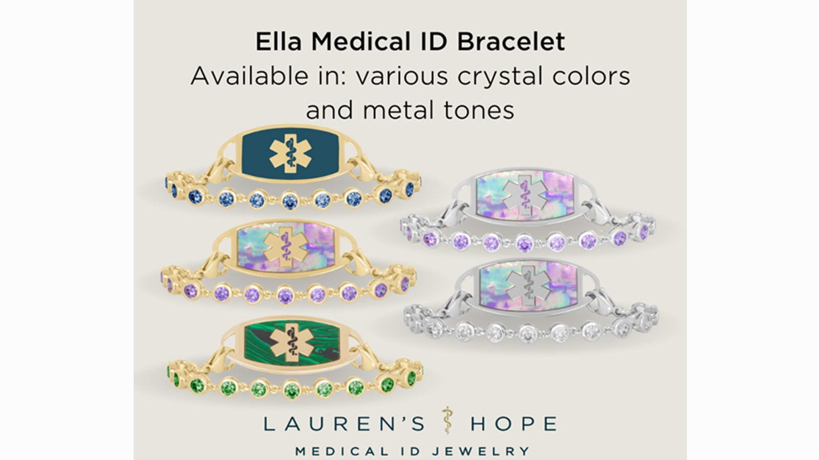 Sparkly colorful medical alert bracelets