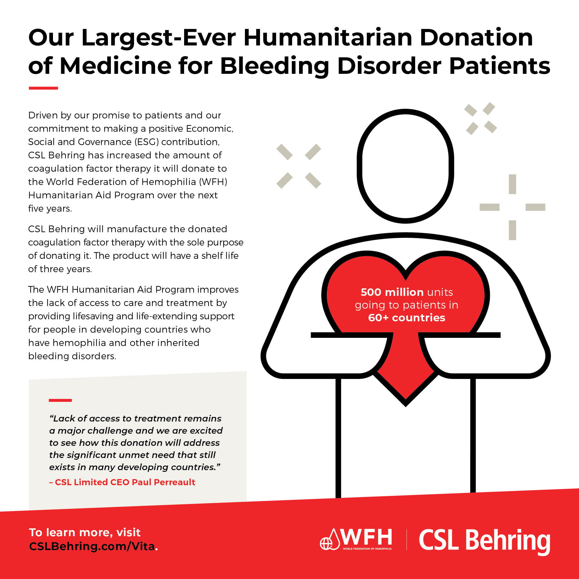 CSL Behring's Largest Humanitarian Donation of Medicine for Bleeding Disorder Patients - icon holding heart 