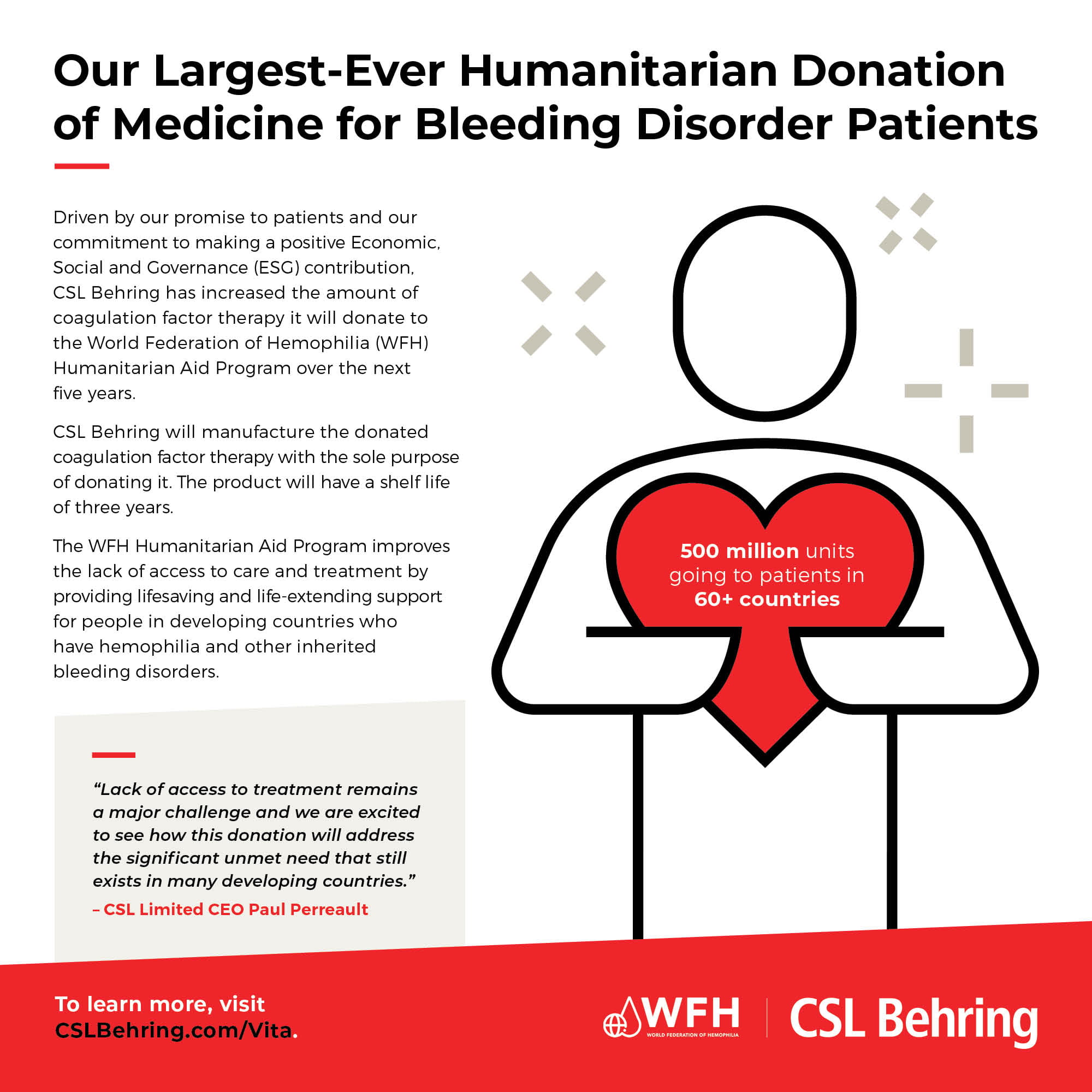 CSL Behring's Largest Humanitarian Donation of Medicine for Bleeding Disorder Patients - icon holding heart