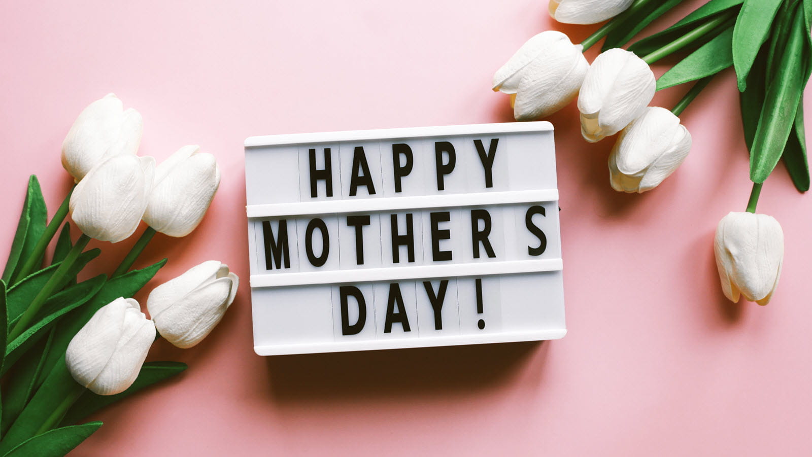 Happy Mother's Day sign with tulips