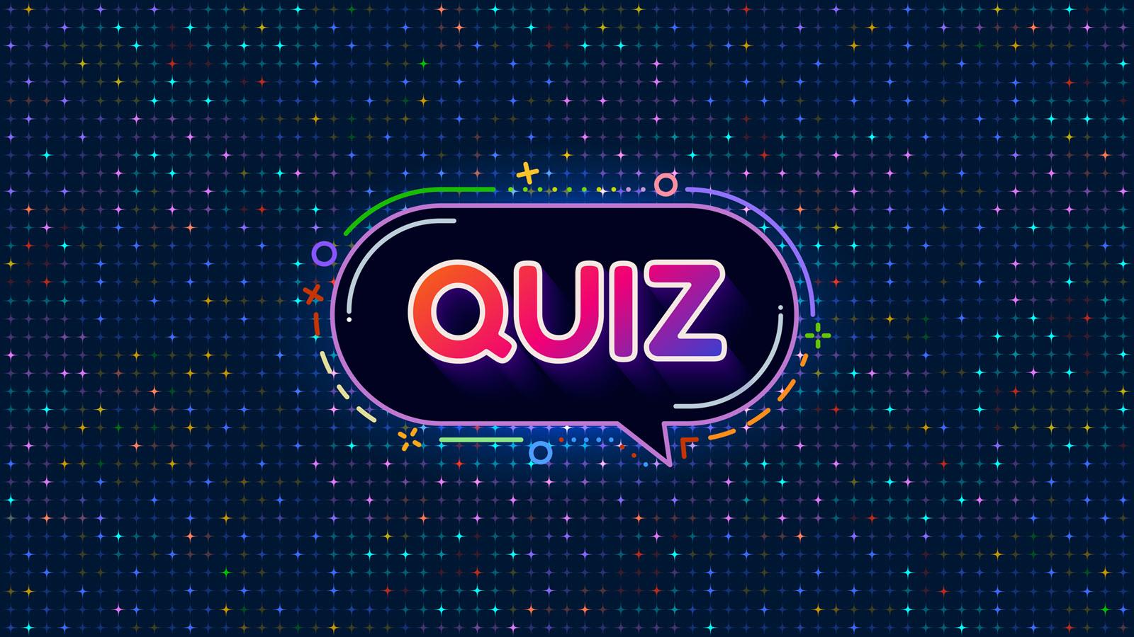 The word "QUIZ" in all capital letters on a digitized background