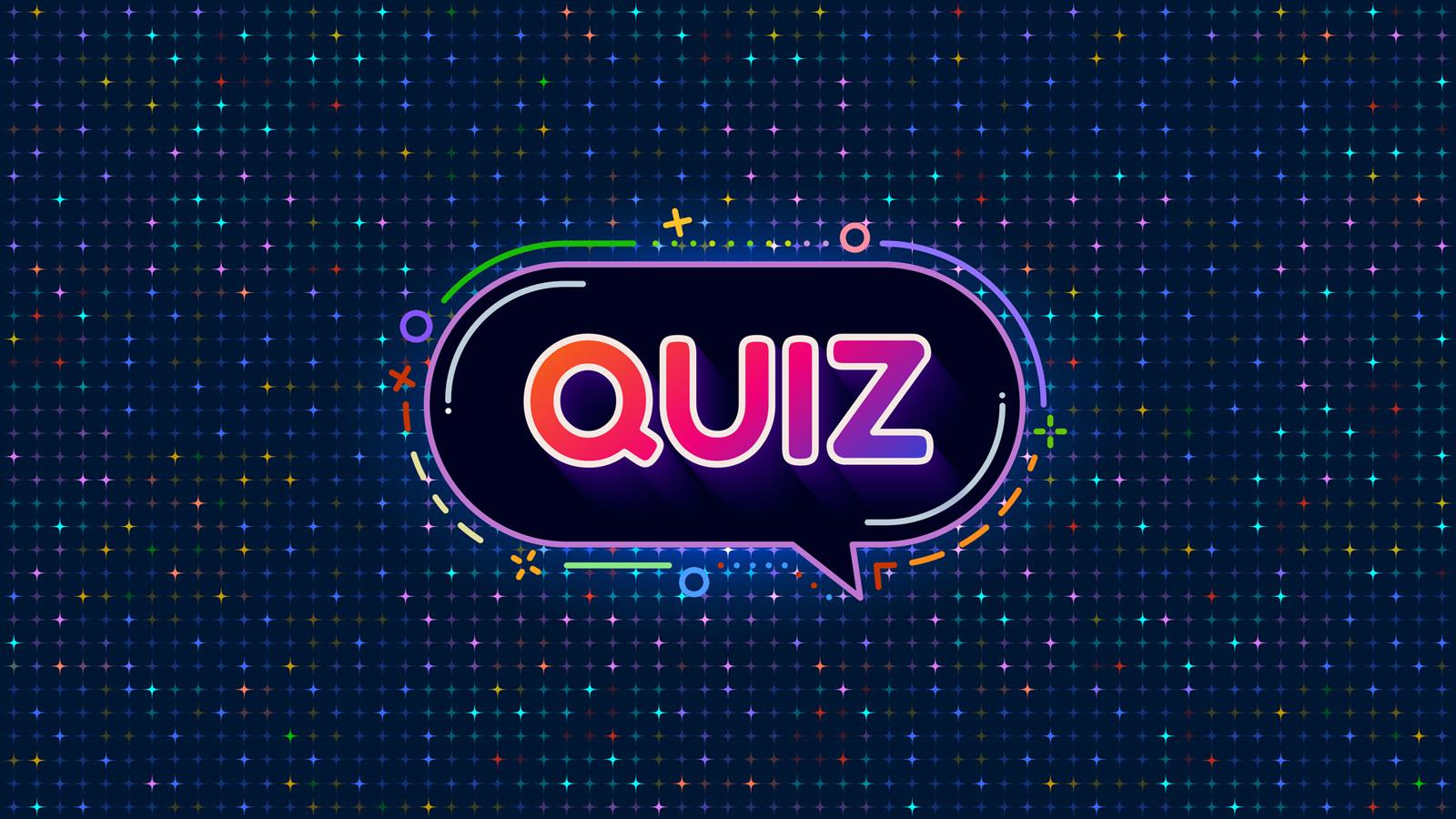 The word "QUIZ" in all capital letters on a digitized background
