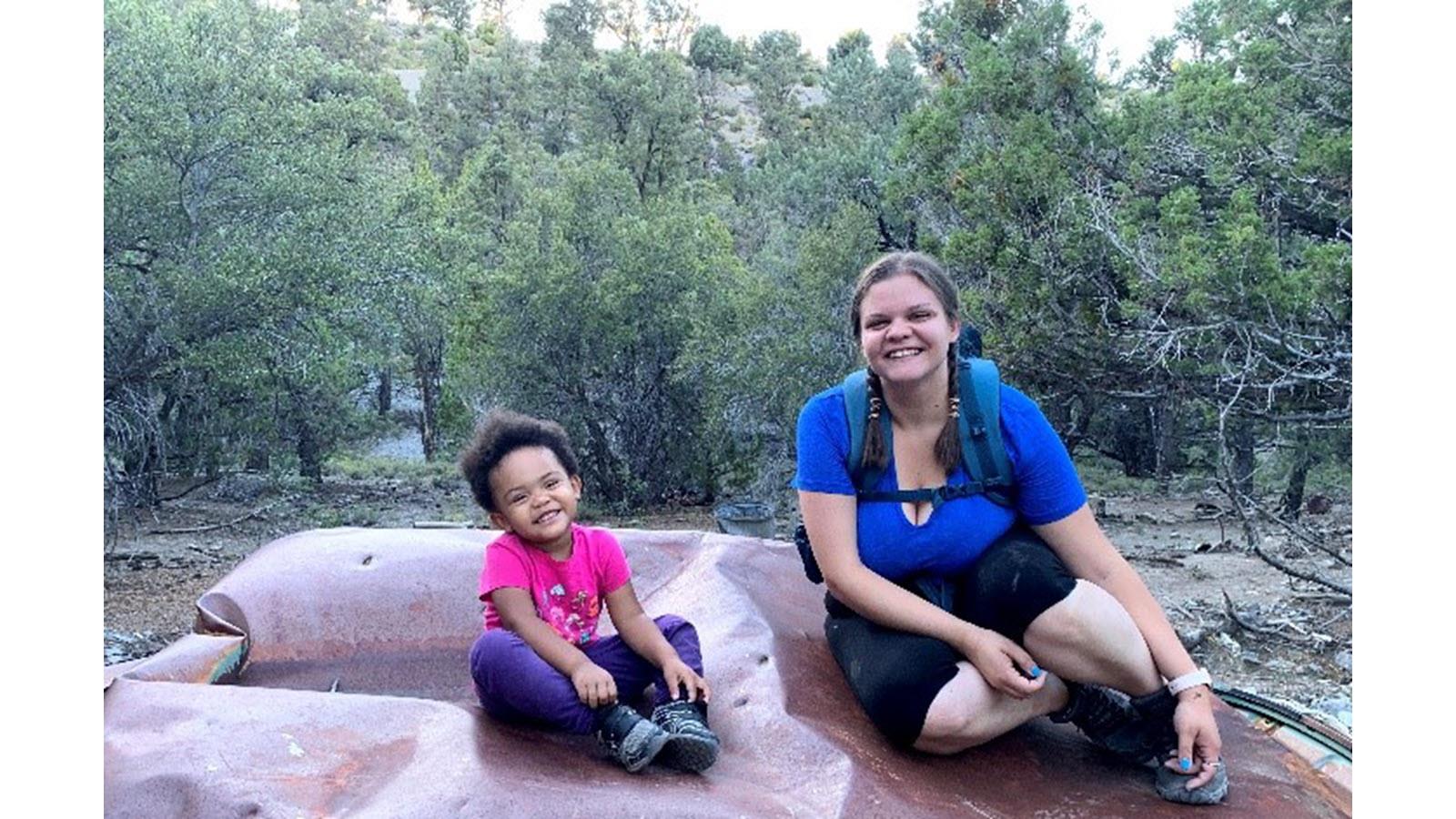 CSL Plasma Center Manager Sarah Sweat and daughter outdoors in a park in Las Vegas, Nevada