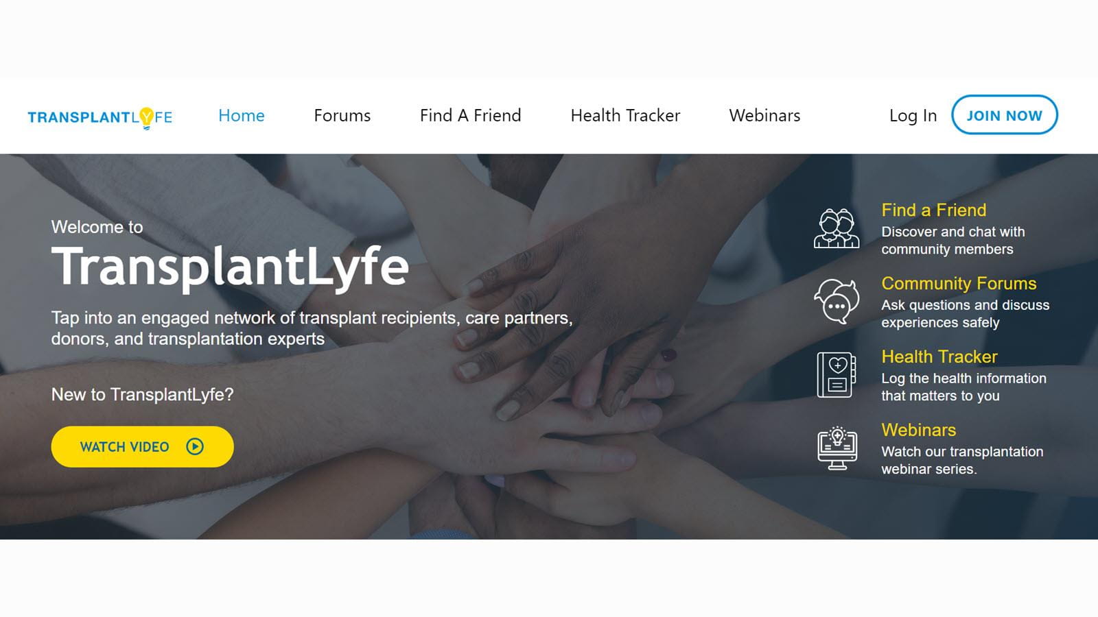 home page of the TransplantLyfe website