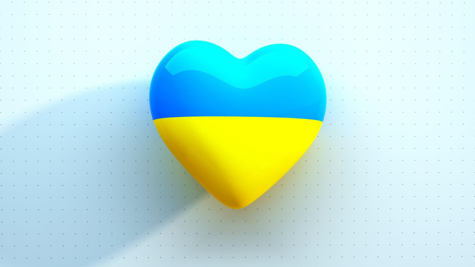 a heart in the colors of the Ukraine flag