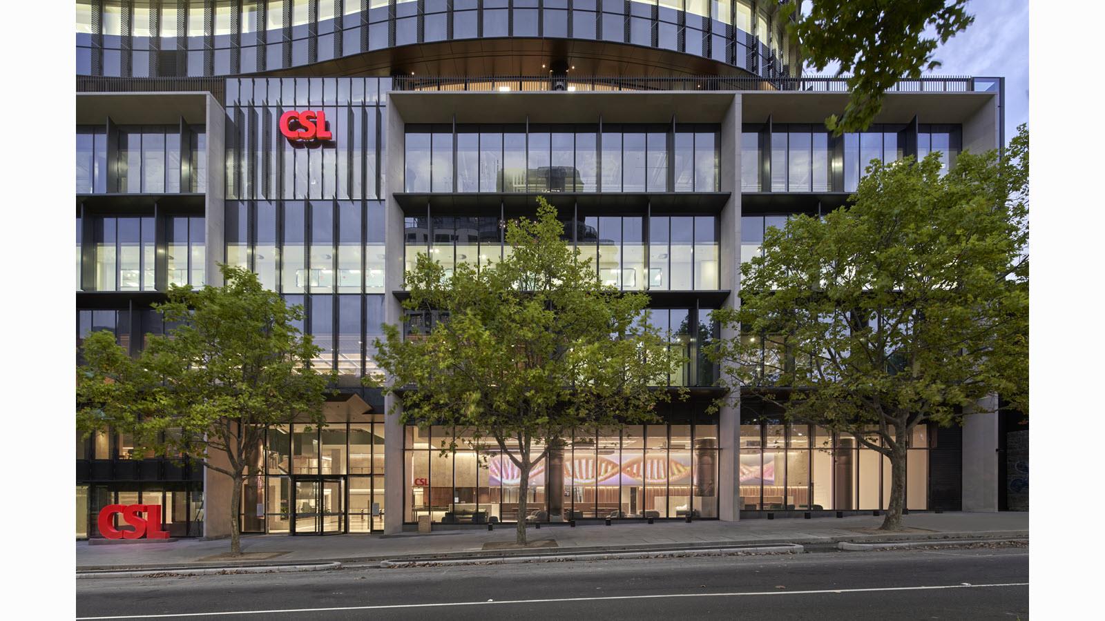 Front exterior of new CSL headquarters in Melbourne, Australia