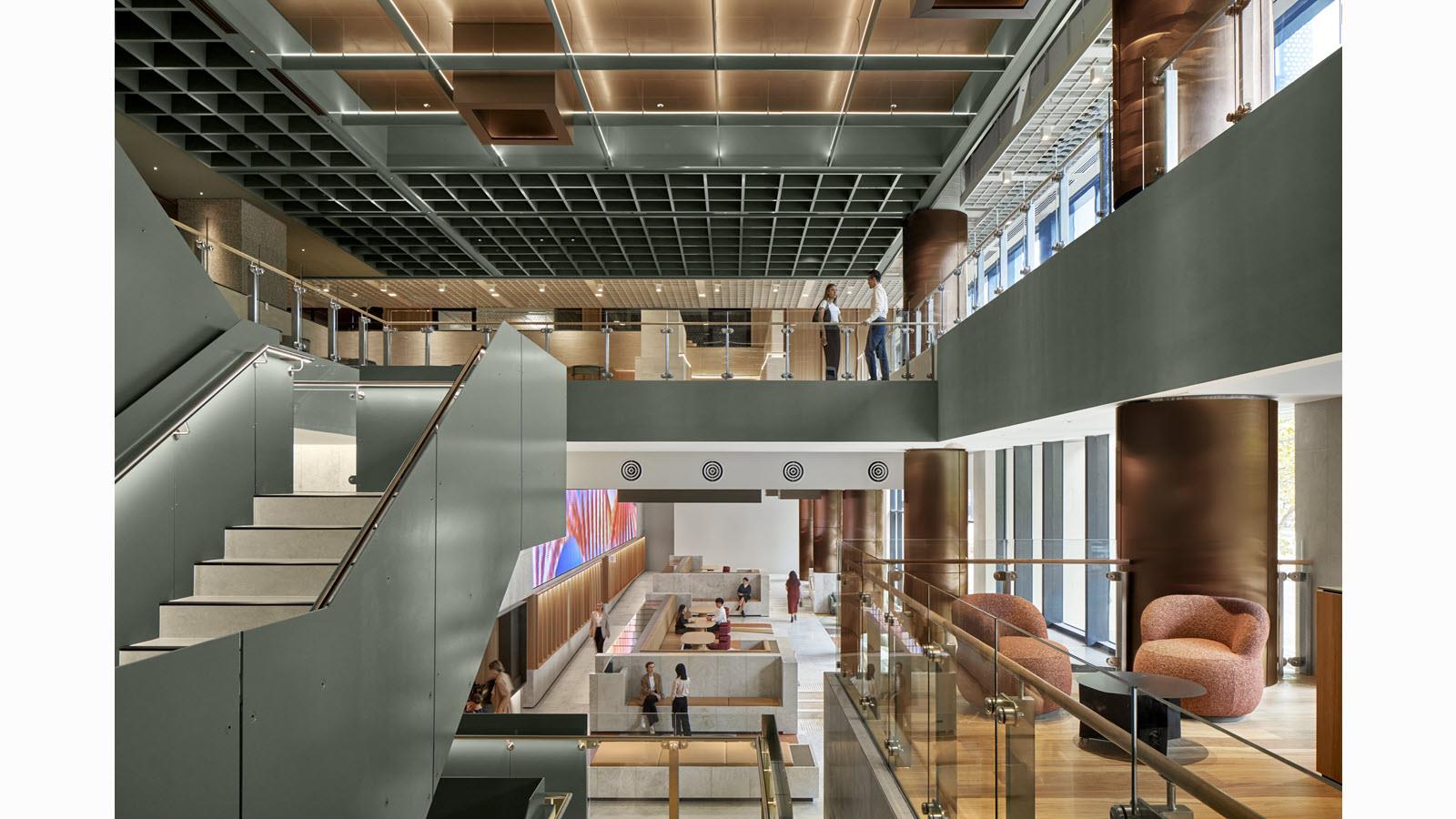 Stairway and lounge space at CSL headquarters in Melbourne, Australia