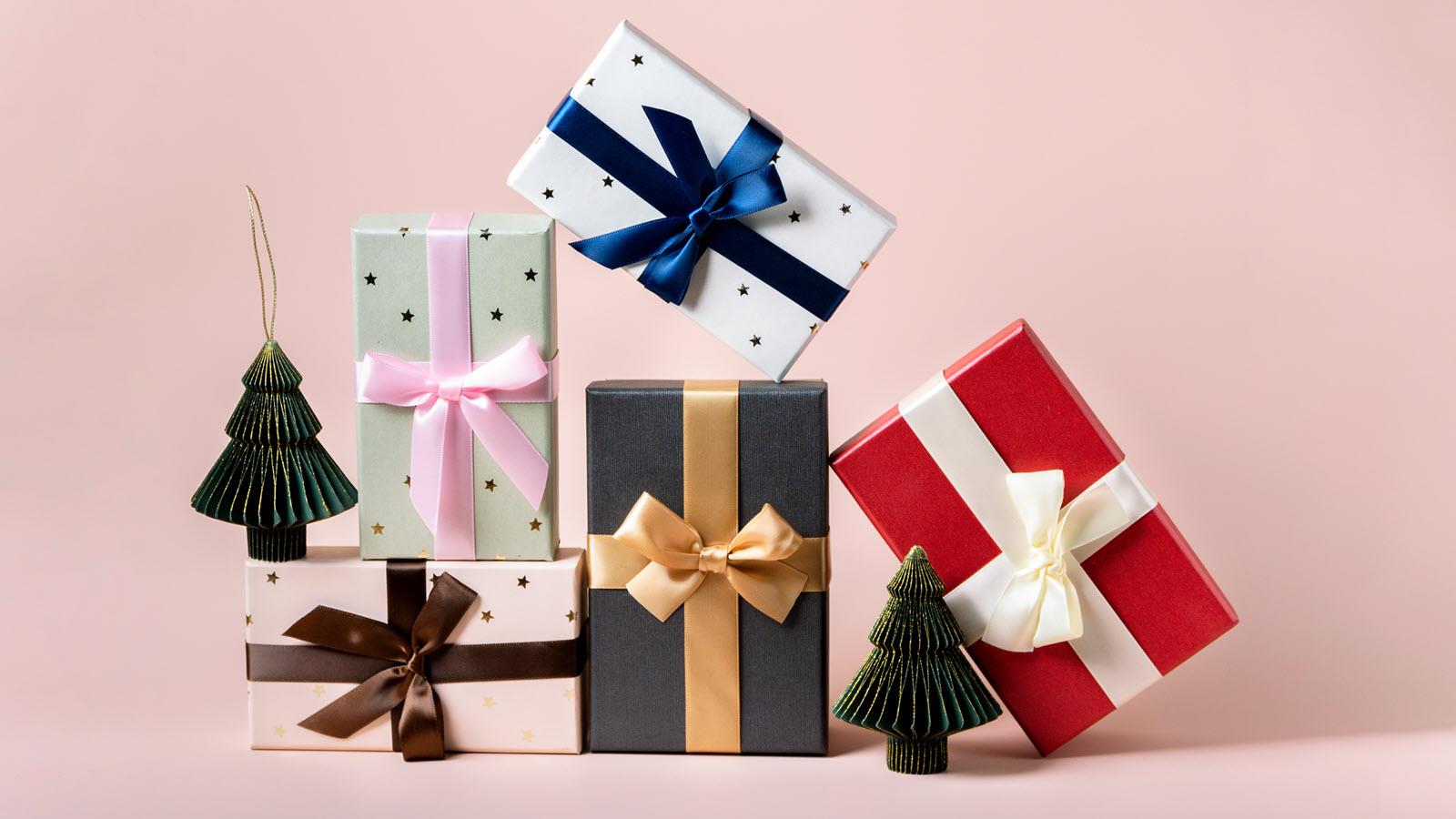 Holiday gifts in colorful wrapping