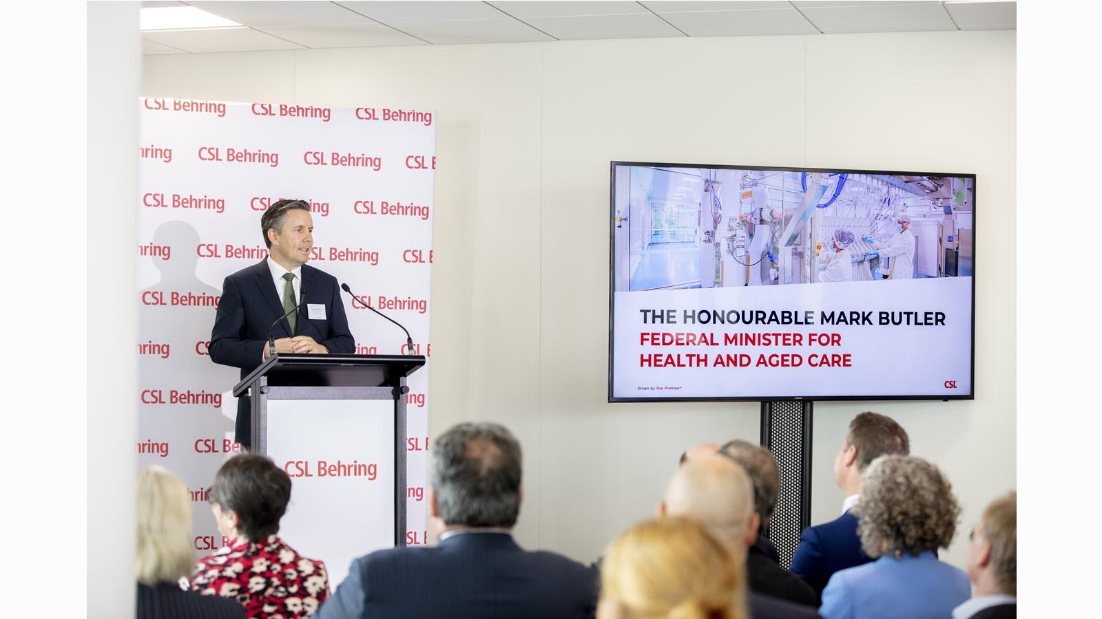 The Hon Mark Butler MP, Australia’s Minister for Health and Aged Care at the podium