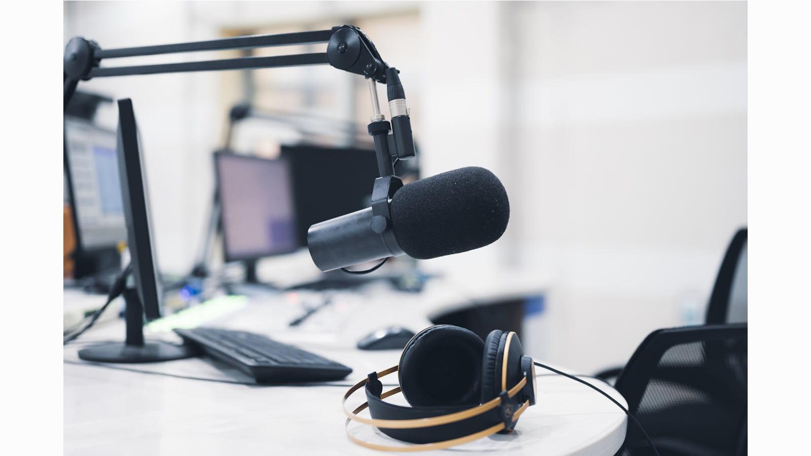 podcast microphone in a studio