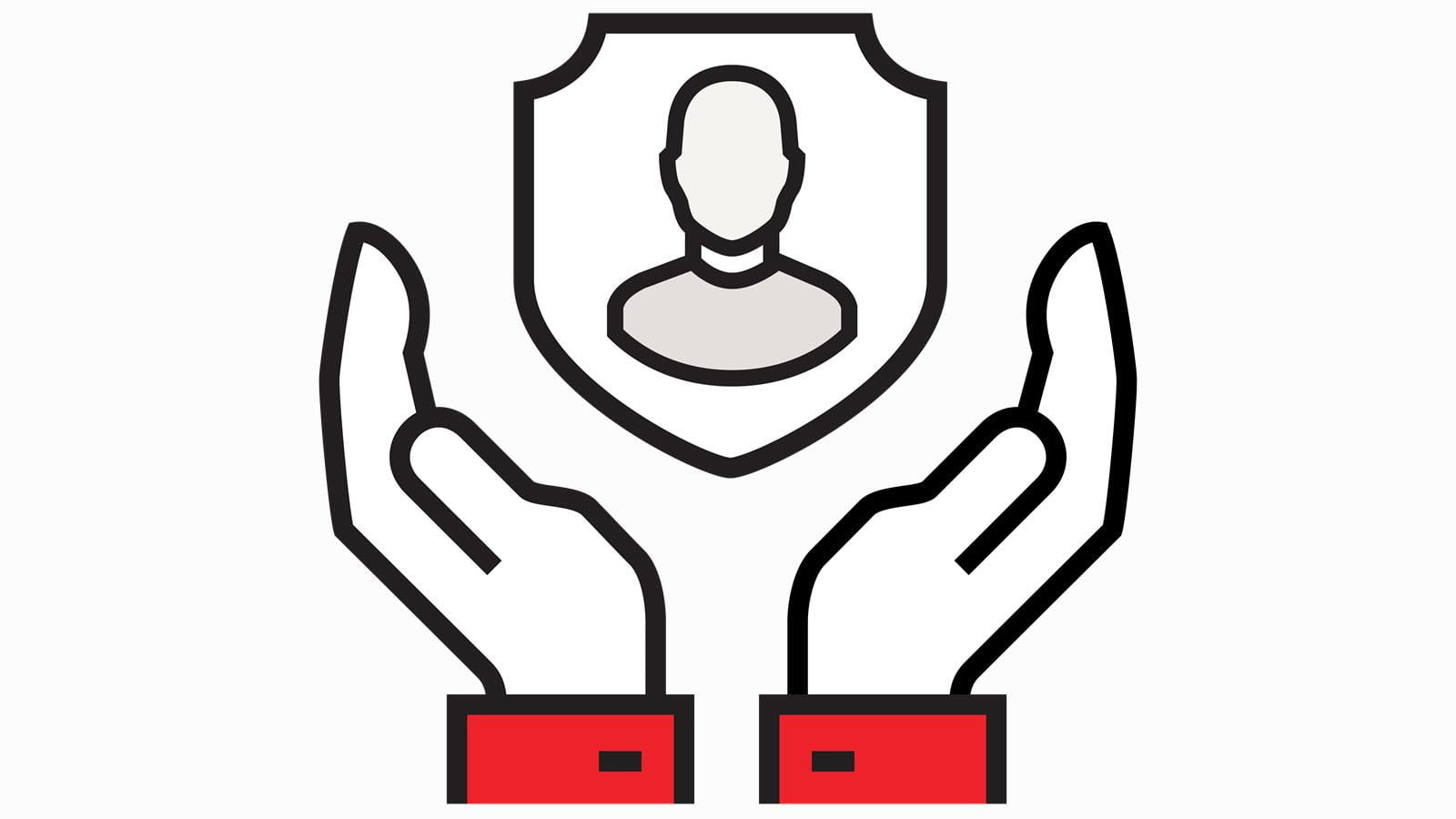 Pharmacoviglance icon showing hands protecting a patient