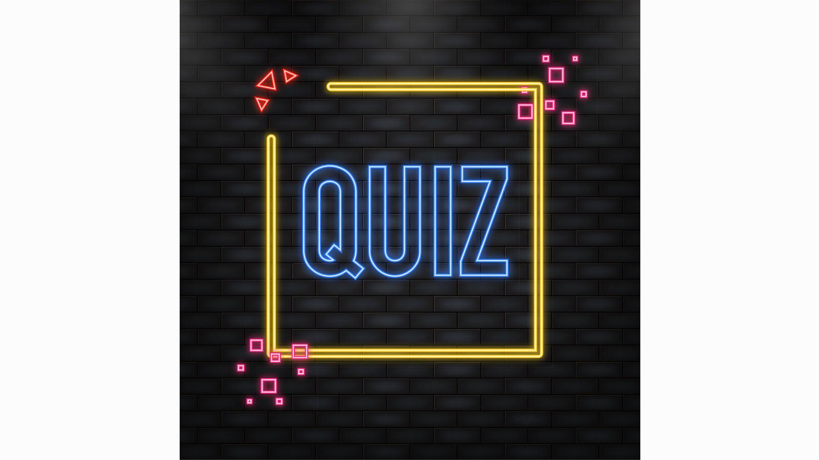 The word QUIZ in blue neon