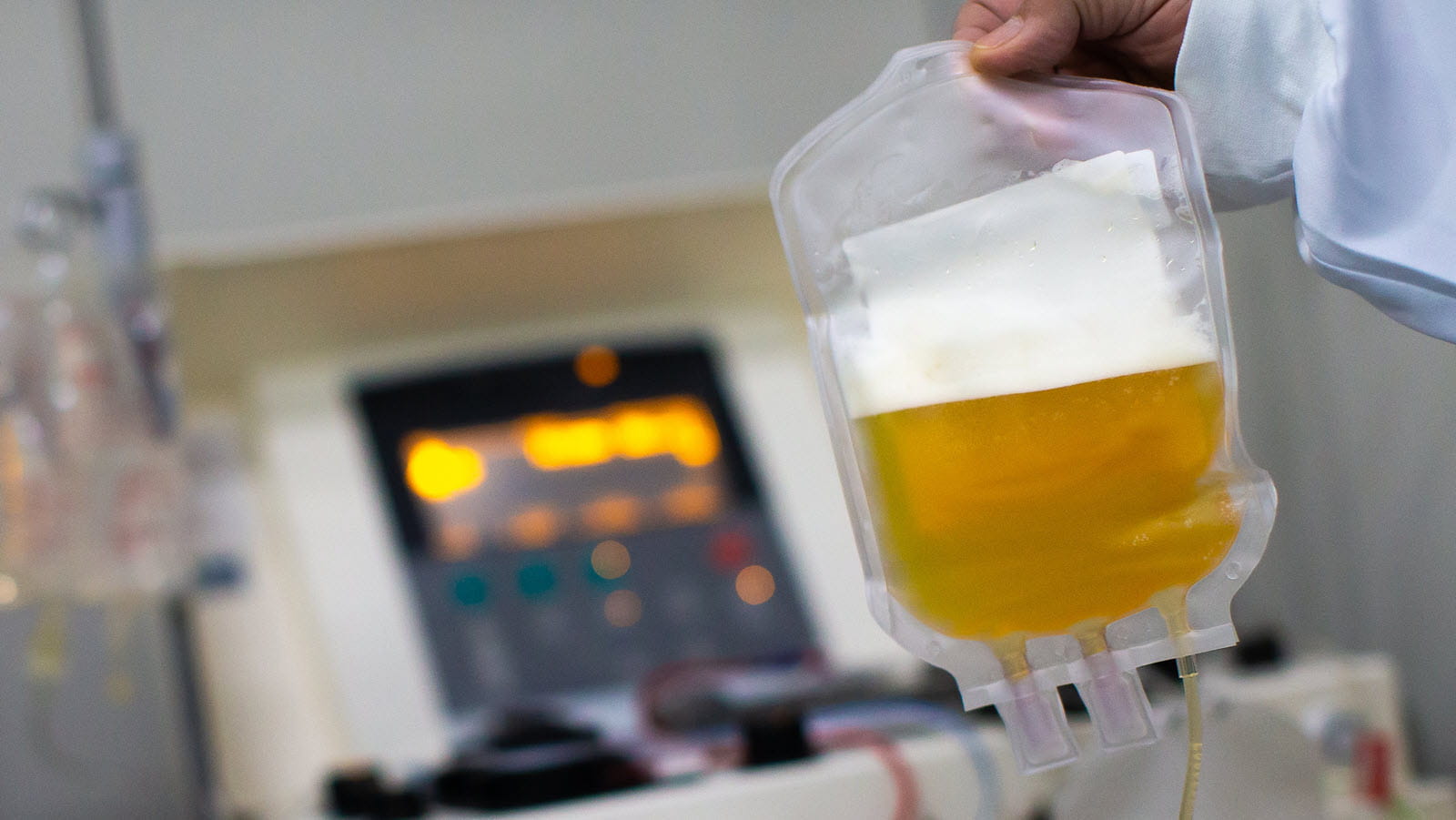 plasma in a collection bag