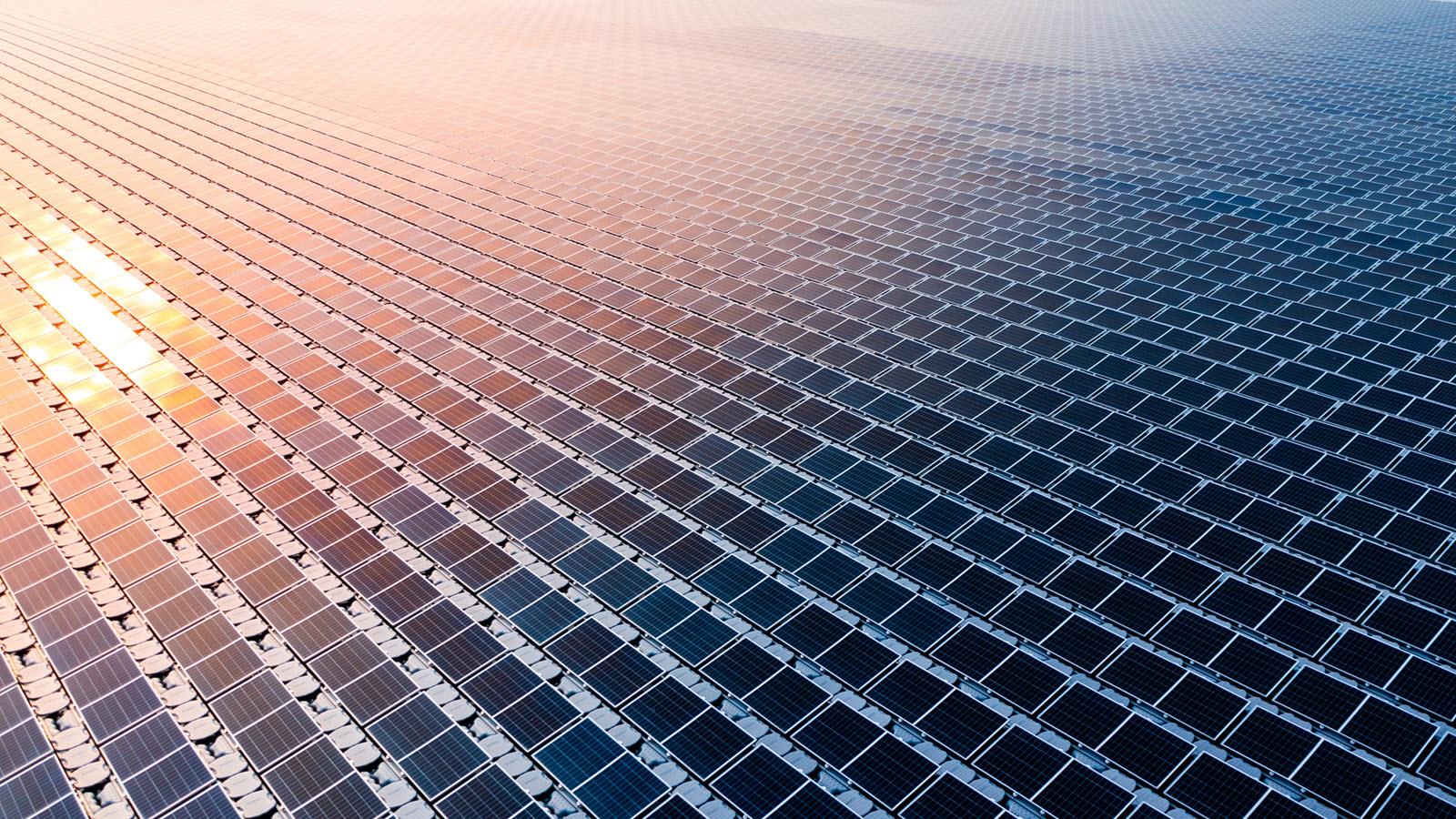 solar energy panels reflecting the sun