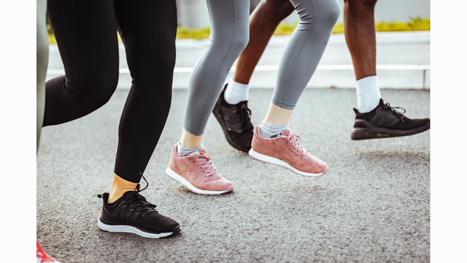 walking feet in sneakers