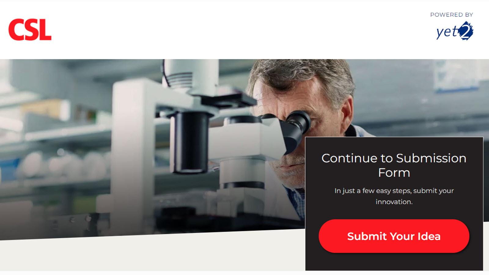 CSL's Yet2 Submission form